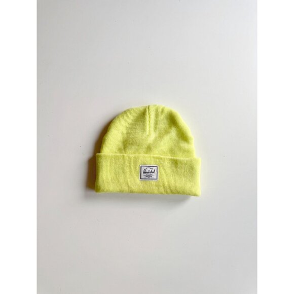 HERSCHEL Elmer Highlighter Yellow Acrylic Knit Beanie Toque Hat - Picture 1 of 12